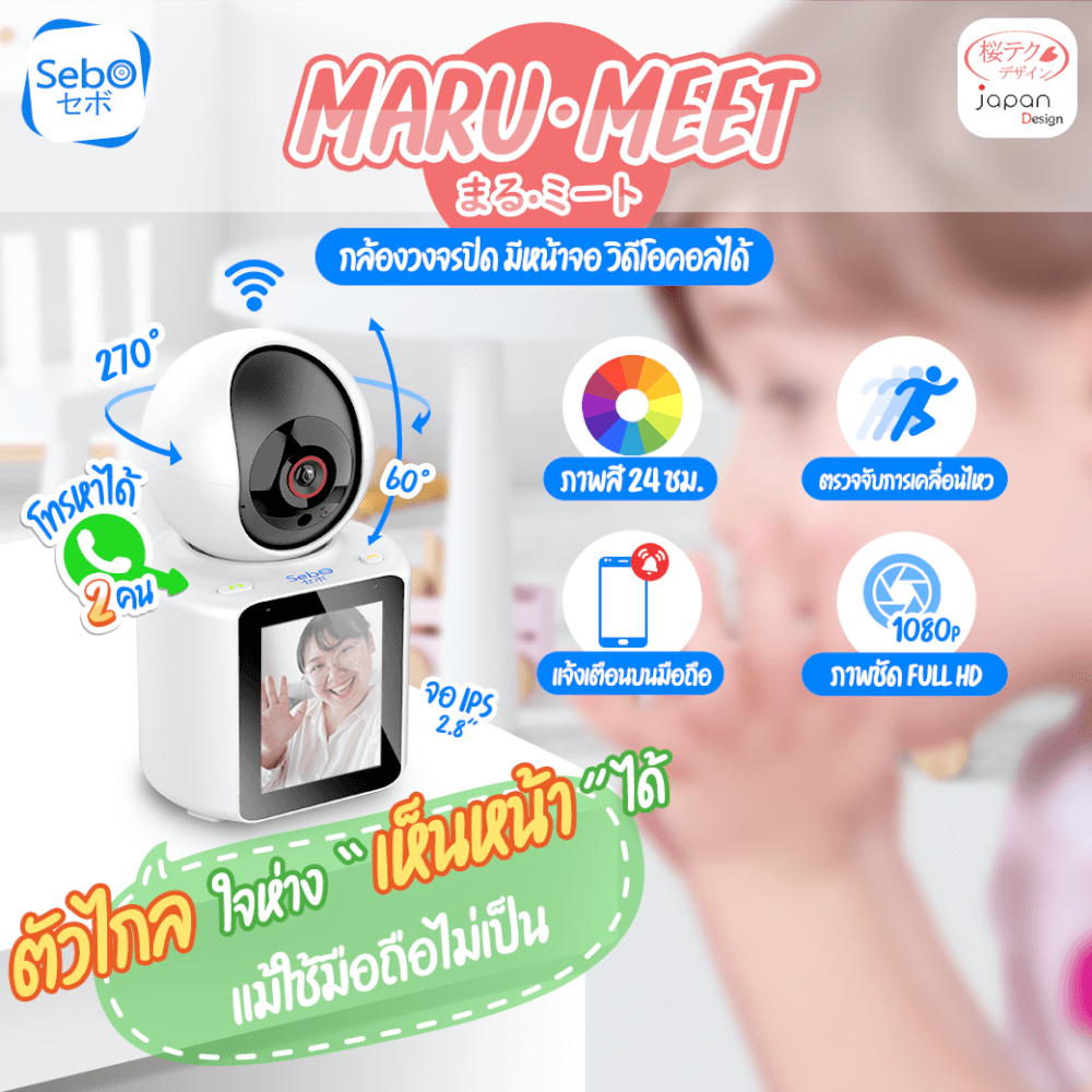 กล้องวงจรปิดไร้สาย SEBO MARU MEET มีไมค์ และลำโพง_6